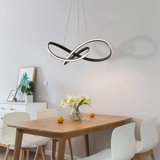 Sleek Metal Chandelier Pendant Light For Modern Living Rooms Black / 19.5’ White