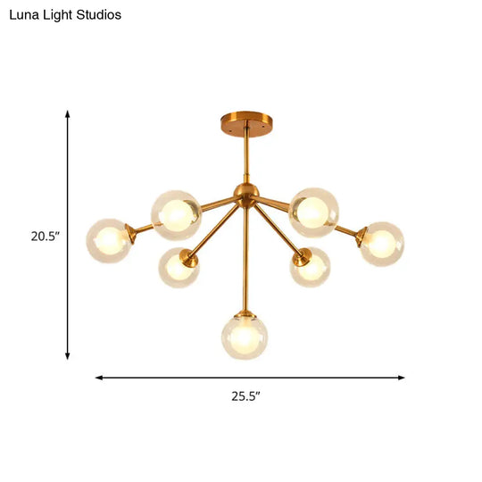 Sleek Sputnik Metal Chandelier With Clear Glass Sphere Shades - 4/7/10 Lights For Contemporary