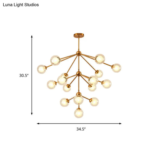 Sleek Sputnik Metal Chandelier With Clear Glass Sphere Shades - 4/7/10 Lights For Contemporary