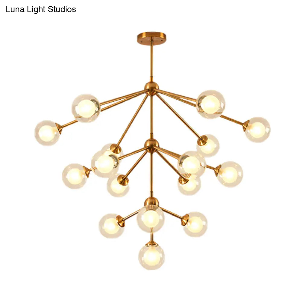 Sleek Sputnik Metal Chandelier With Clear Glass Sphere Shades - 4/7/10 Lights For Contemporary