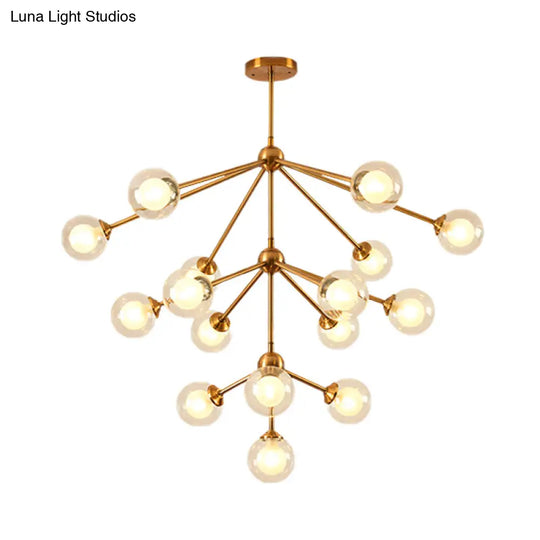 Sleek Sputnik Metal Chandelier With Clear Glass Sphere Shades - 4/7/10 Lights For Contemporary