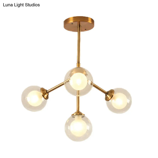 Sleek Sputnik Metal Chandelier With Clear Glass Sphere Shades - 4/7/10 Lights For Contemporary