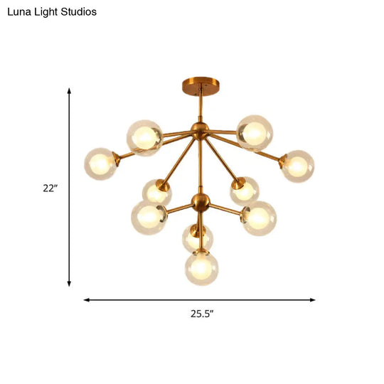 Sleek Sputnik Metal Chandelier With Clear Glass Sphere Shades - 4/7/10 Lights For Contemporary