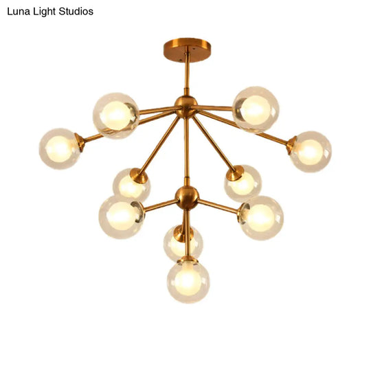 Sleek Sputnik Metal Chandelier With Clear Glass Sphere Shades - 4/7/10 Lights For Contemporary