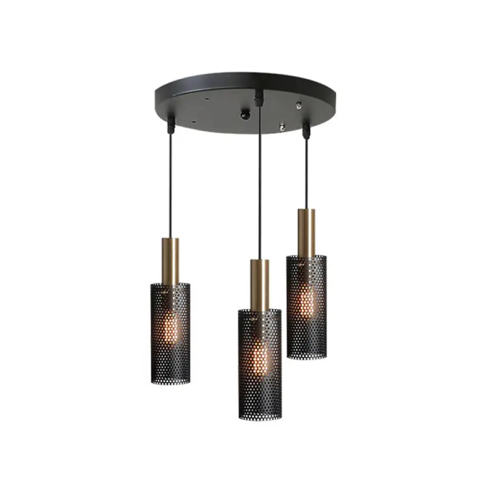 Sleek Metal Cluster Pendant Light With Hollow-Out Design - Simplicity Collection For Dining Room 3