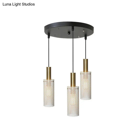 Cylinder Metal Pendant Light With Hollow-Out Design For Dining Room - Simplicity Suspension Lighting