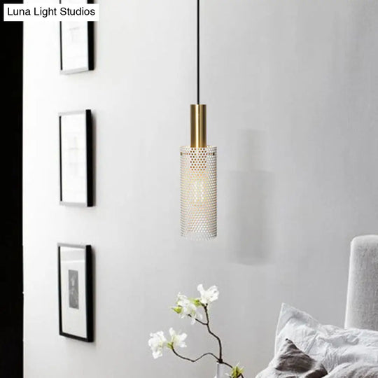 Cylinder Metal Pendant Light With Hollow-Out Design For Dining Room - Simplicity Suspension Lighting