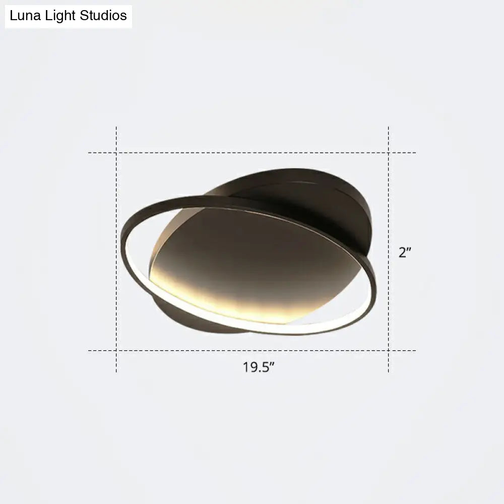 Sleek Metal Ellipse Flush Mount Led Surface Ceiling Light For Foyer - Minimalistic And Modern Black