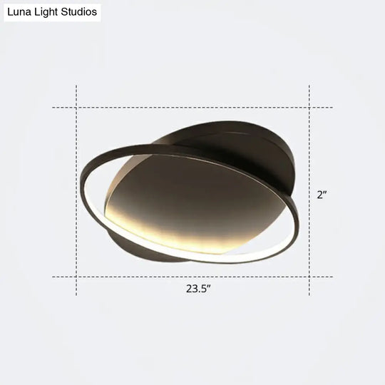 Sleek Metal Ellipse Flush Mount Led Surface Ceiling Light For Foyer - Minimalistic And Modern Black