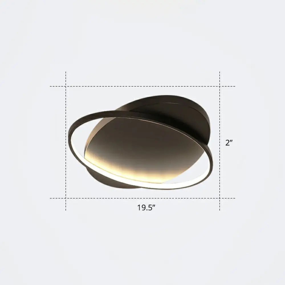 Sleek Metal Ellipse Flush Mount Led Surface Ceiling Light For Foyer - Minimalistic And Modern Black