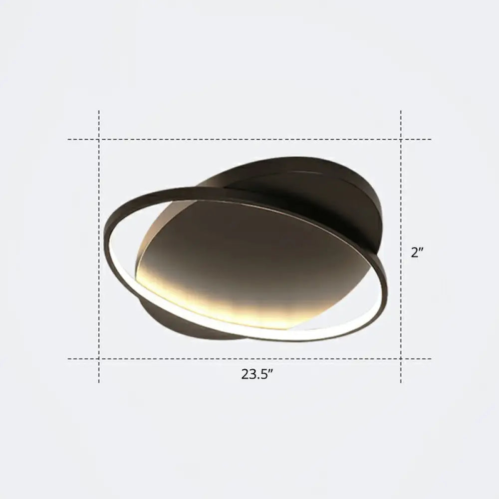 Sleek Metal Ellipse Flush Mount Led Surface Ceiling Light For Foyer - Minimalistic And Modern Black