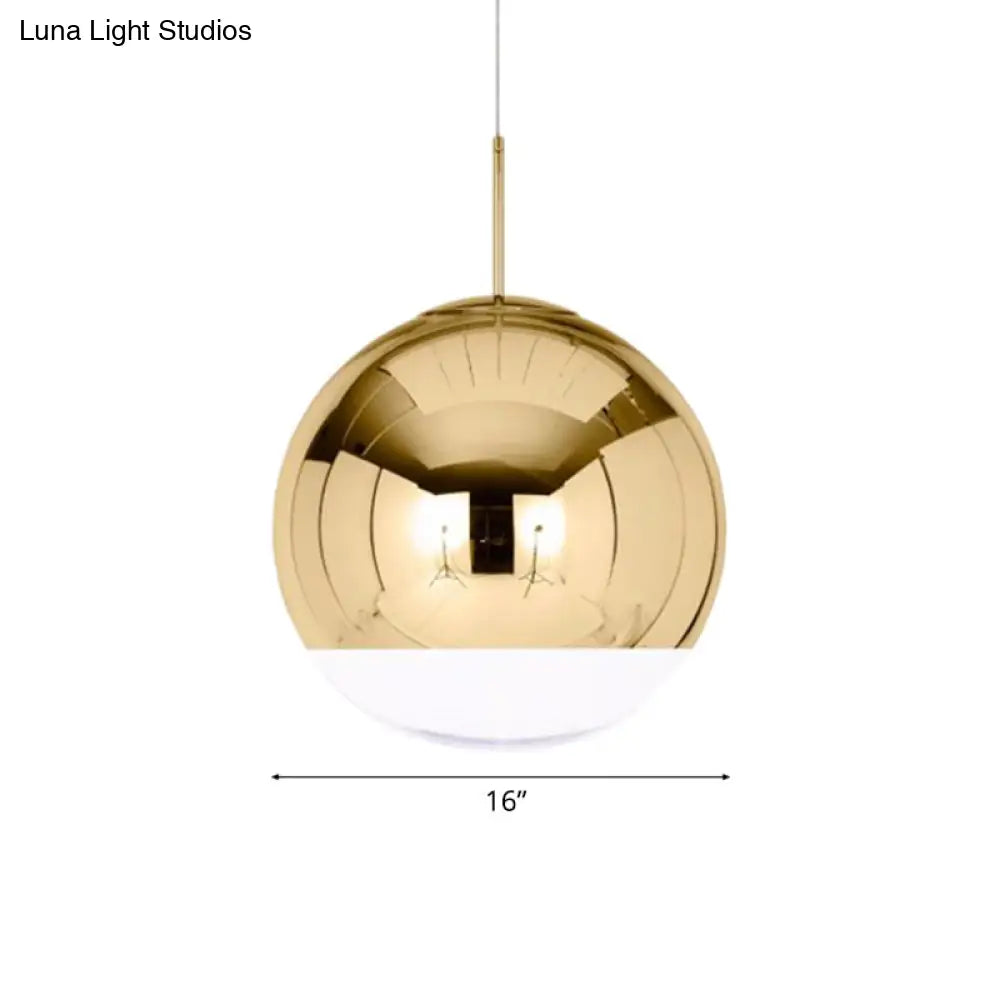 Sleek Globe Pendant Ceiling Light: Simplicity In Chrome/Gold 1-Light 6/8/10W