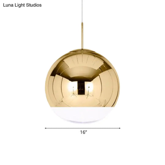 Sleek Globe Pendant Ceiling Light: Simplicity In Chrome/Gold 1-Light 6/8/10W