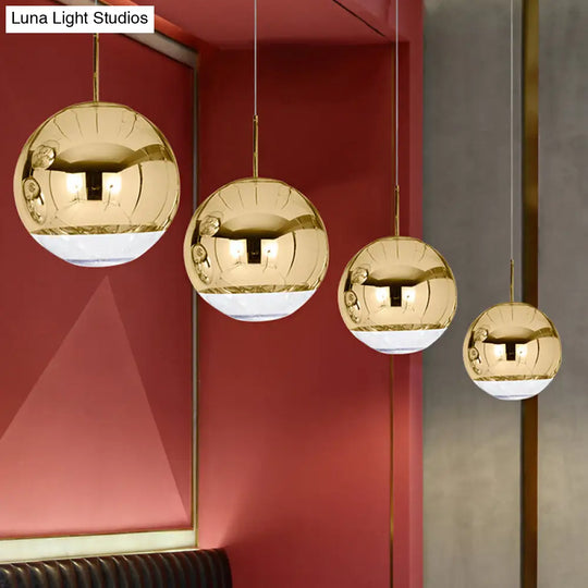 Sleek Globe Pendant Ceiling Light: Simplicity In Chrome/Gold 1-Light 6/8/10W