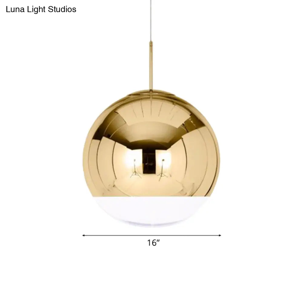 Sleek Metal Globe Pendant Ceiling Light Chrome/Gold Finish 1-Light For Chic Décor Available In