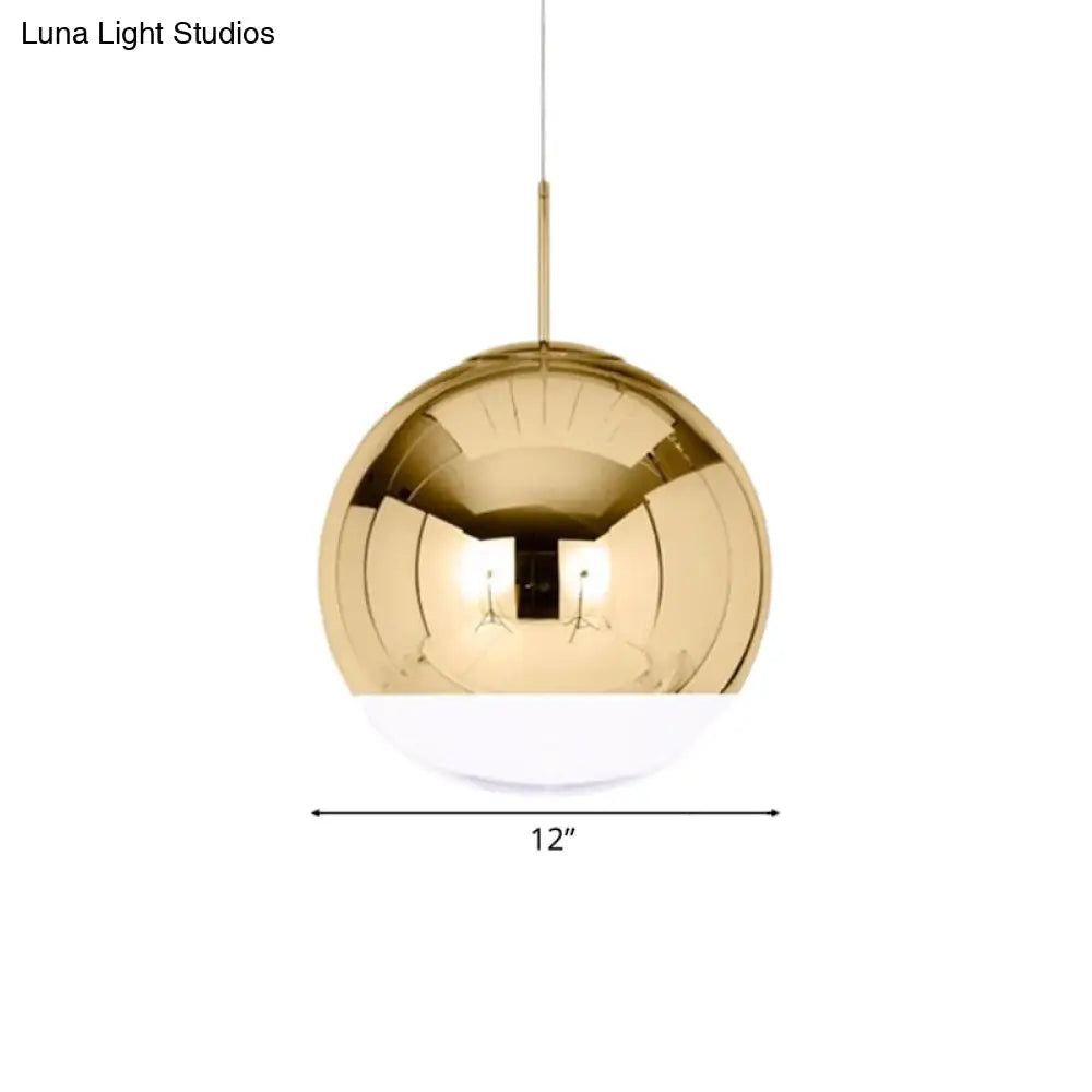 Sleek Globe Pendant Ceiling Light: Simplicity In Chrome/Gold 1-Light 6/8/10W