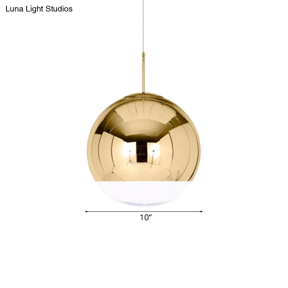 Sleek Metal Globe Pendant Ceiling Light Chrome/Gold Finish 1-Light For Chic Décor Available In