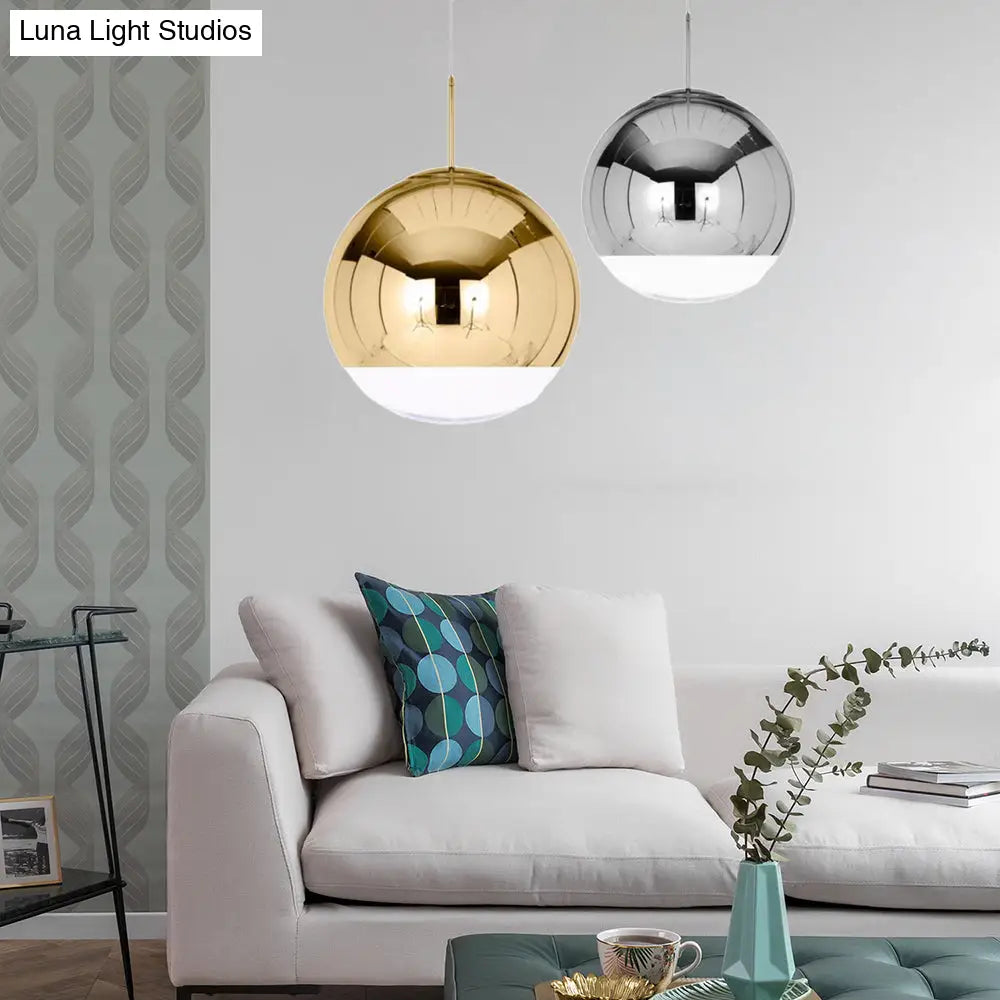 Sleek Metal Globe Pendant Ceiling Light Chrome/Gold Finish 1-Light For Chic Décor Available In