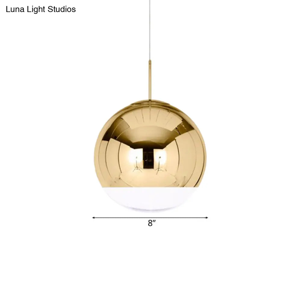 Sleek Metal Globe Pendant Ceiling Light Chrome/Gold Finish 1-Light For Chic Décor Available In