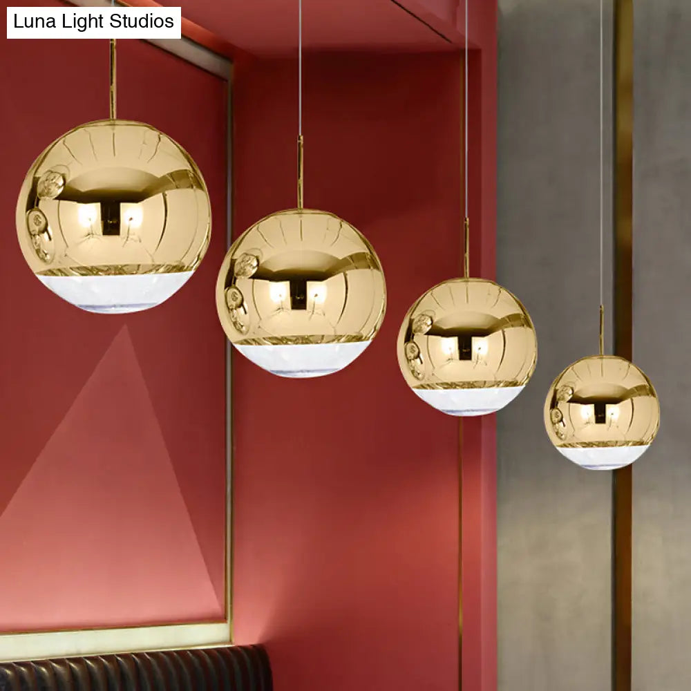 Sleek Metal Globe Pendant Ceiling Light Chrome/Gold Finish 1-Light For Chic Décor Available In