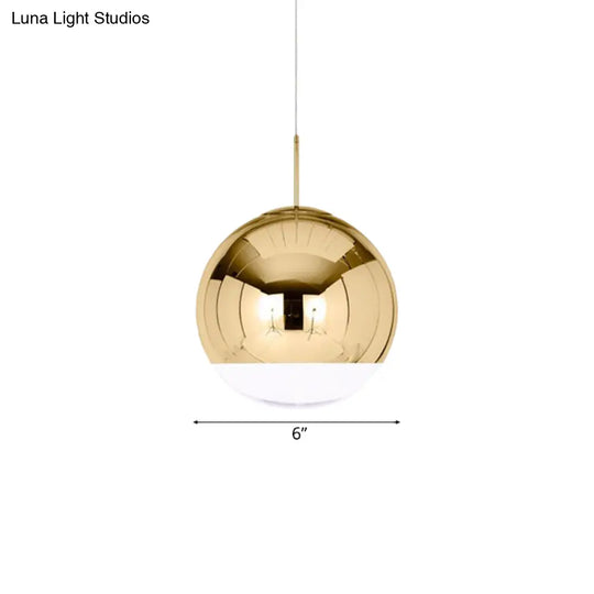 Sleek Metal Globe Pendant Ceiling Light Chrome/Gold Finish 1-Light For Chic Décor Available In