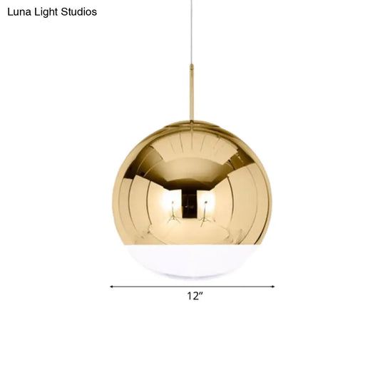 Sleek Metal Globe Pendant Ceiling Light Chrome/Gold Finish 1-Light For Chic Décor Available In