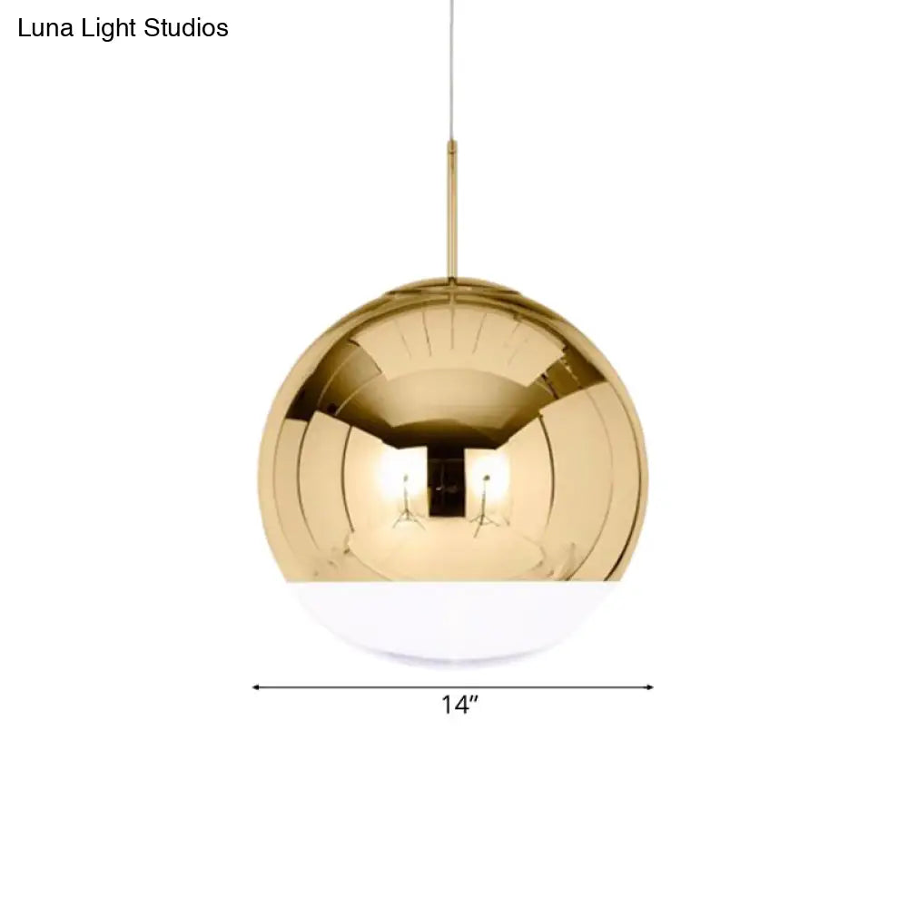 Sleek Globe Pendant Ceiling Light: Simplicity In Chrome/Gold 1-Light 6/8/10W