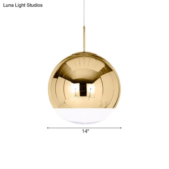 Sleek Globe Pendant Ceiling Light: Simplicity In Chrome/Gold 1-Light 6/8/10W