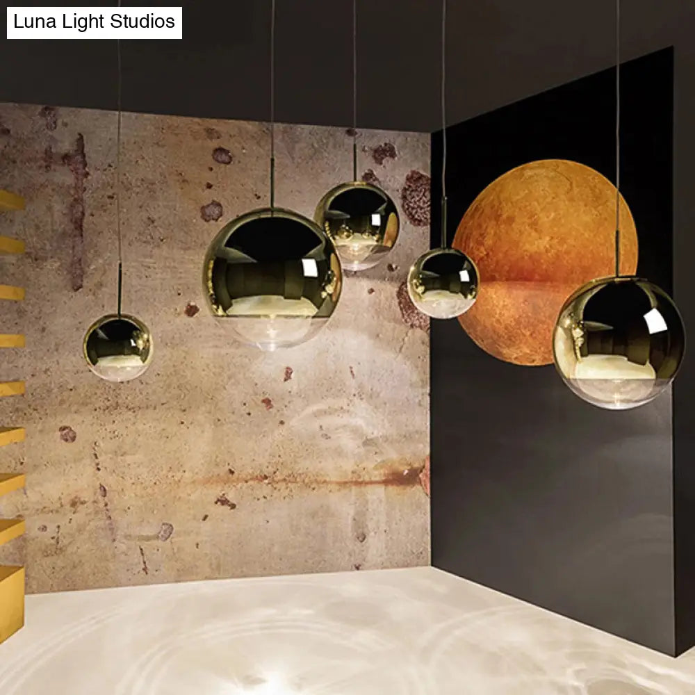 Sleek Globe Pendant Ceiling Light: Simplicity In Chrome/Gold 1-Light 6/8/10W Gold / 6