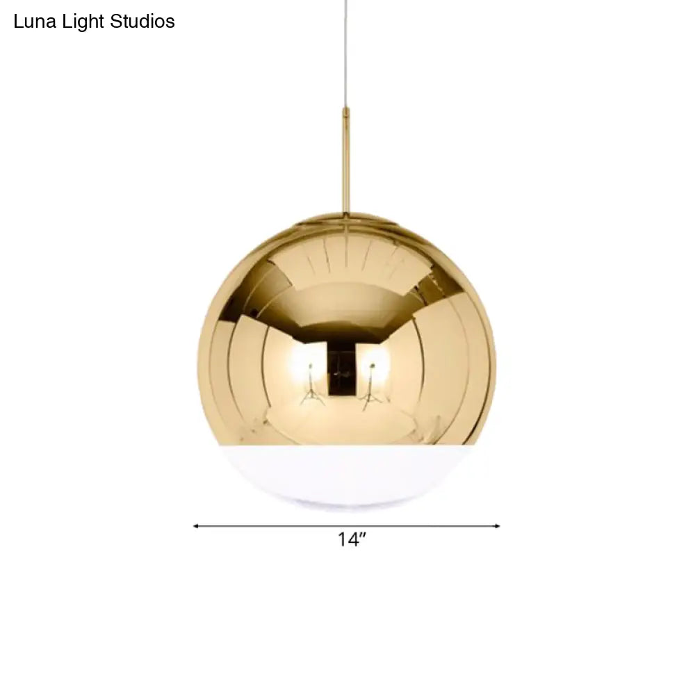 Sleek Metal Globe Pendant Ceiling Light Chrome/Gold Finish 1-Light For Chic Décor Available In