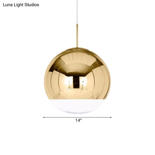 Sleek Metal Globe Pendant Ceiling Light Chrome/Gold Finish 1-Light For Chic Décor Available In