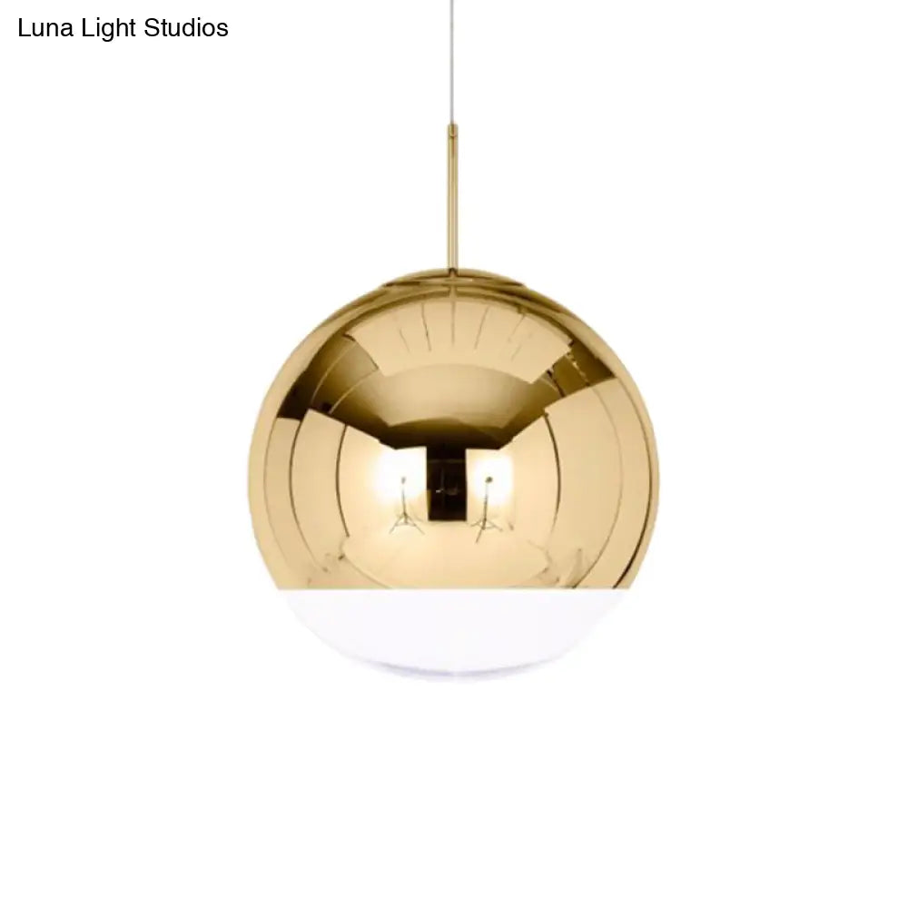 Sleek Metal Globe Pendant Ceiling Light Chrome/Gold Finish 1-Light For Chic Décor Available In