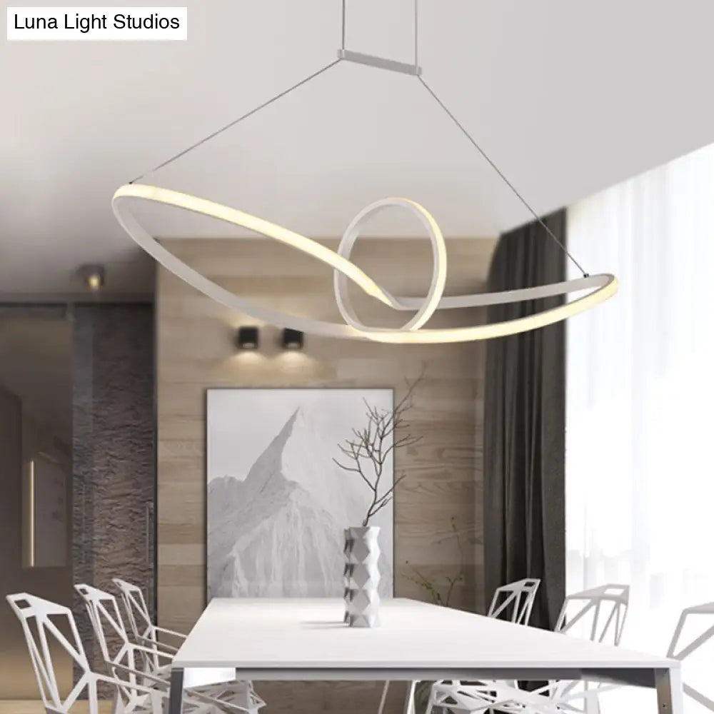 Sleek Metal Island Pendant With Led Suspension Lighting In Black/White For Warm/White Light