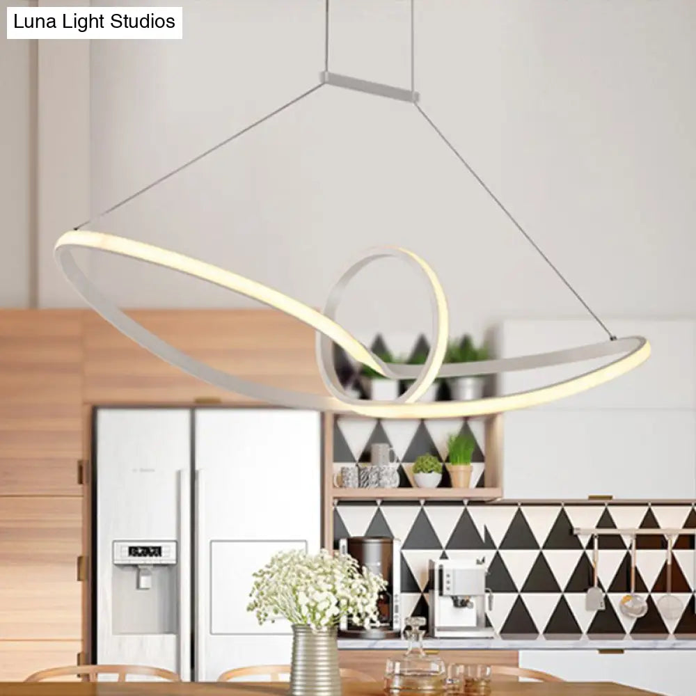 Sleek Metal Island Pendant With Led Suspension Lighting In Black/White For Warm/White Light