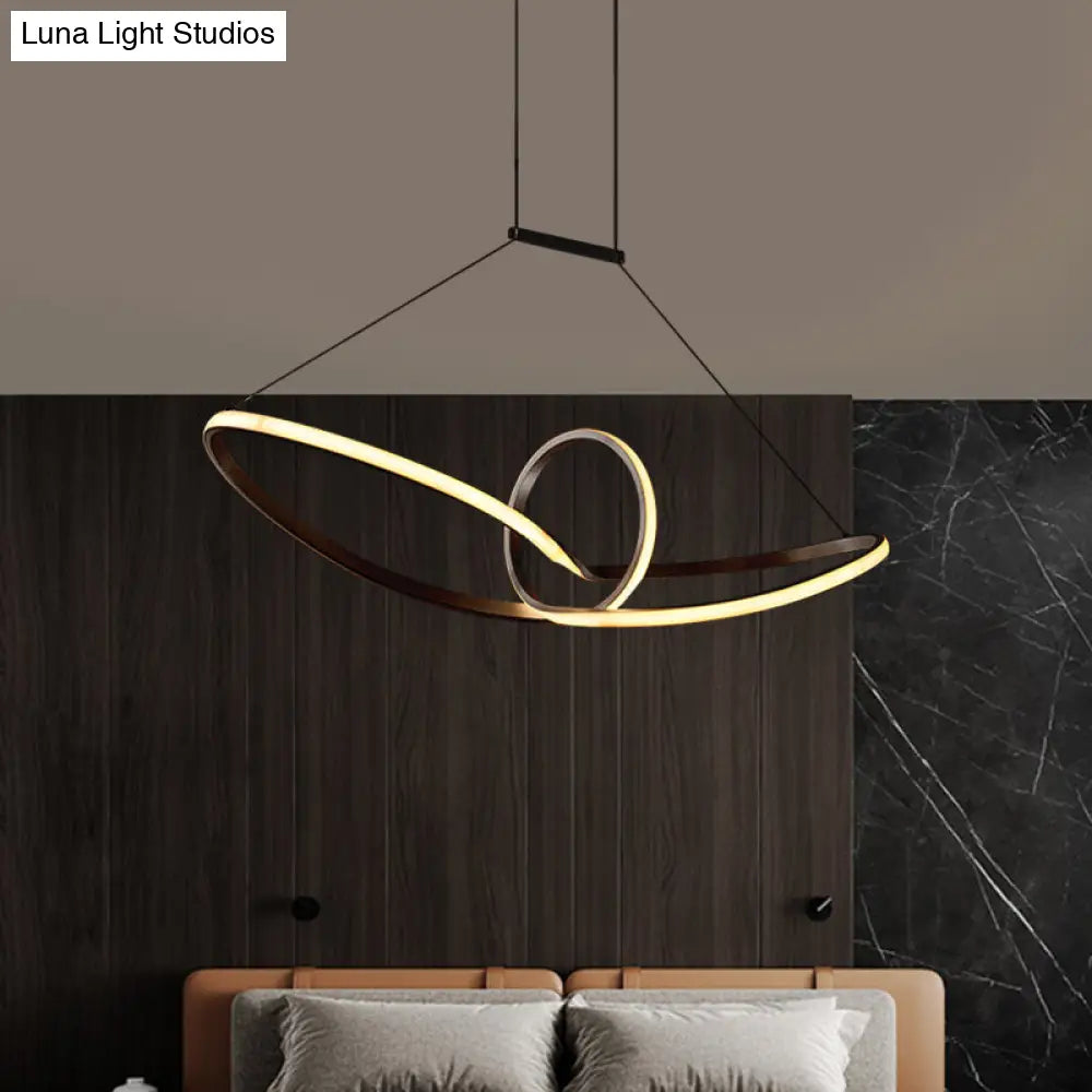 Sleek Metal Island Pendant With Led Suspension Lighting In Black/White For Warm/White Light