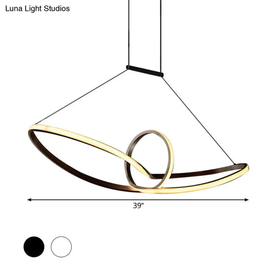 Sleek Metal Island Pendant With Led Suspension Lighting In Black/White For Warm/White Light