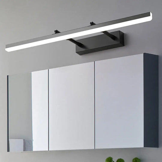 Sleek Metal Led Bathroom Sconce With Extendable Arm Minimalist Vanity Lighting Fixture Black / 16