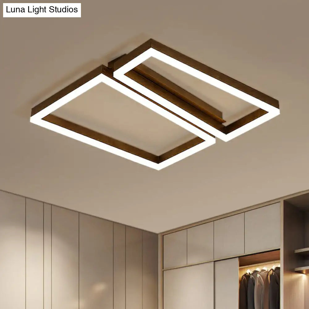 Sleek Metal Led Ceiling Light In Coffee Finish For Living Room