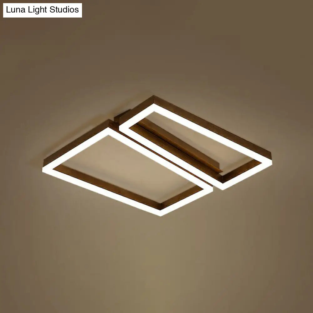 Sleek Metal Led Ceiling Light In Coffee Finish For Living Room / 18