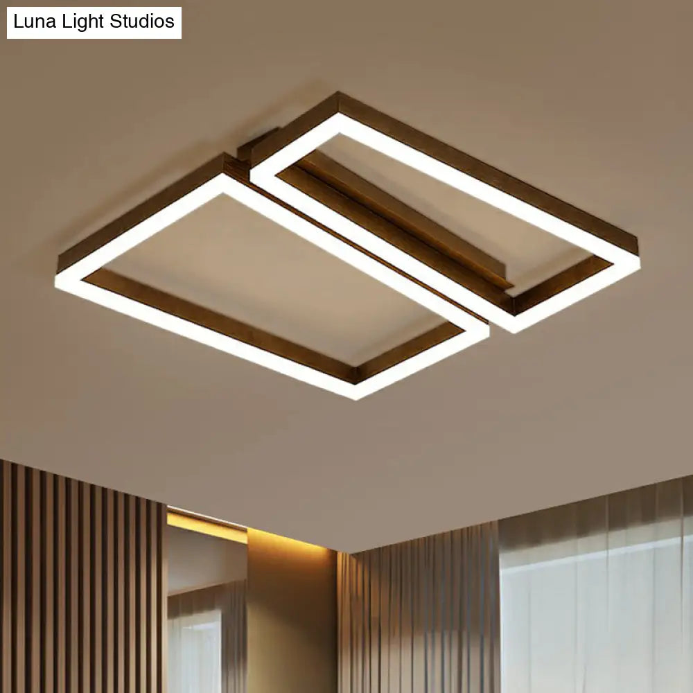 Sleek Metal Led Ceiling Light In Coffee Finish For Living Room