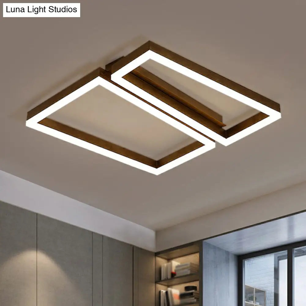 Sleek Metal Led Ceiling Light In Coffee Finish For Living Room