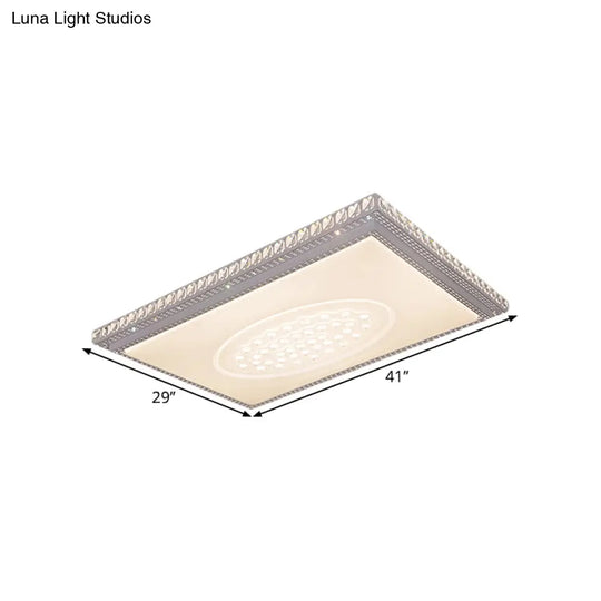 Sleek Metal Led Ceiling Mount Lamp With Crystal Deco - Rectangle/Square Parlor Flush Light