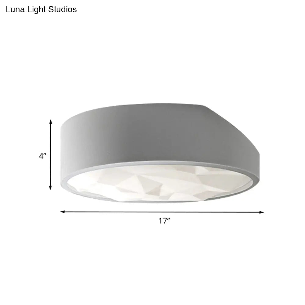 Sleek Metal Led Drum Flush Mount Ceiling Lamp - Minimalist Design (17/21 Wide) Ideal For Living Room
