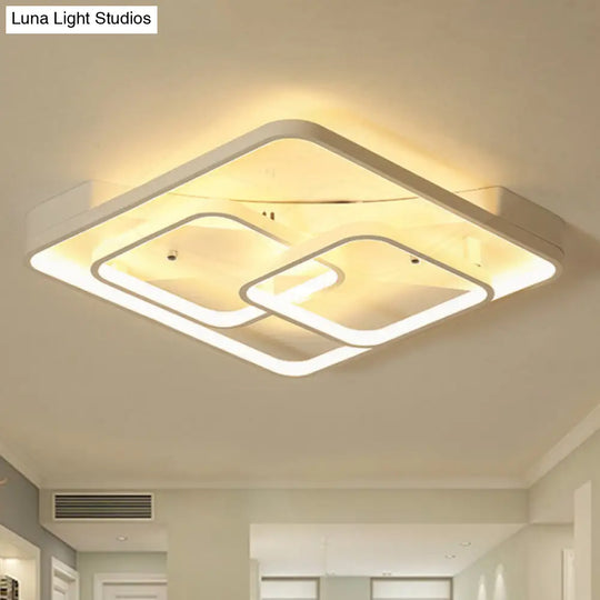 Sleek Metal Led Square Flush Mount Ceiling Light Fixture With White/Warm 16.5/19.5/23.5 Wide White /