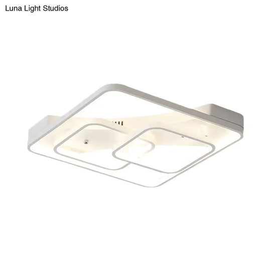 Sleek Metal Led Square Flush Mount Ceiling Light Fixture With White/Warm 16.5/19.5/23.5 Wide