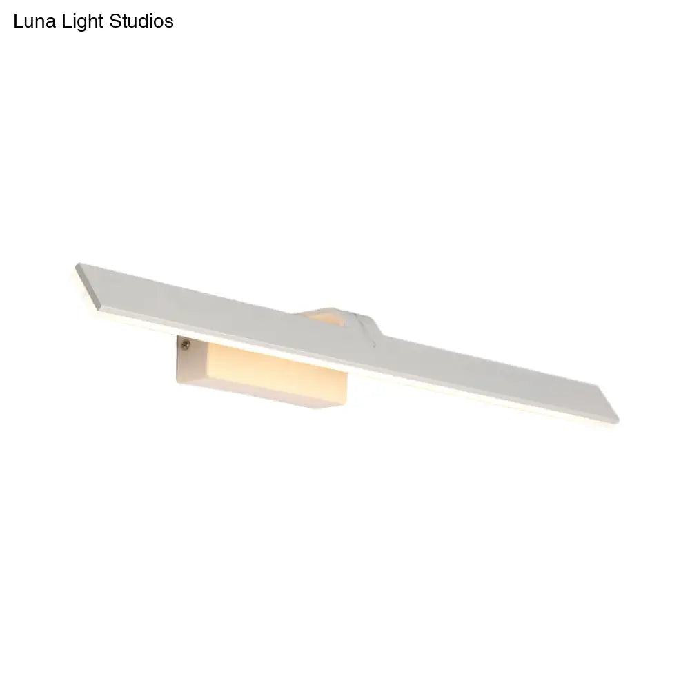 Sleek Metal Led Vanity Lighting Fixture - Rectangle Toilet Wall Light Sconce In White