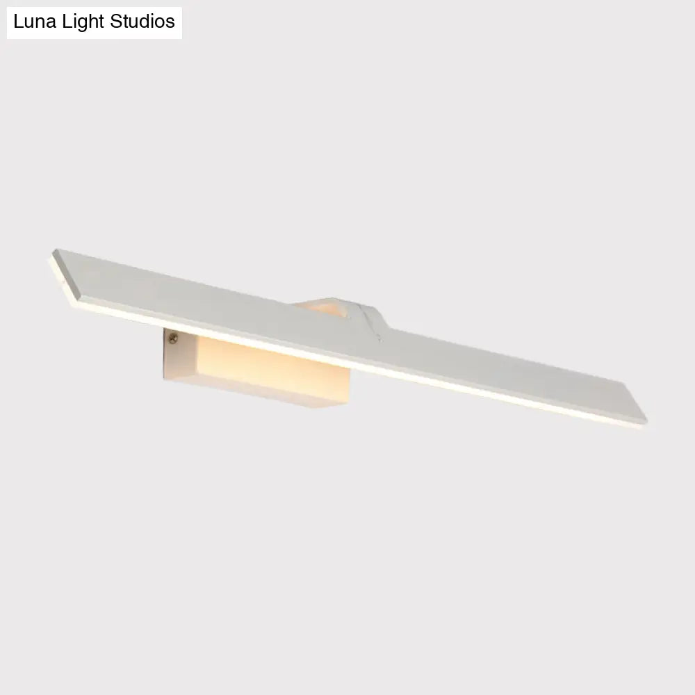 Sleek Metal Led Vanity Lighting Fixture - Rectangle Toilet Wall Light Sconce In White