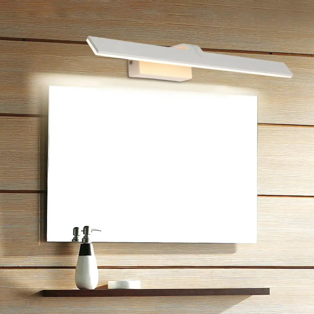 Sleek Metal Led Vanity Lighting Fixture - Rectangle Toilet Wall Light Sconce In White