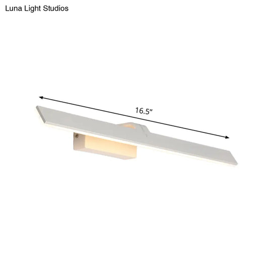 Sleek Metal Led Vanity Lighting Fixture - Rectangle Toilet Wall Light Sconce In White