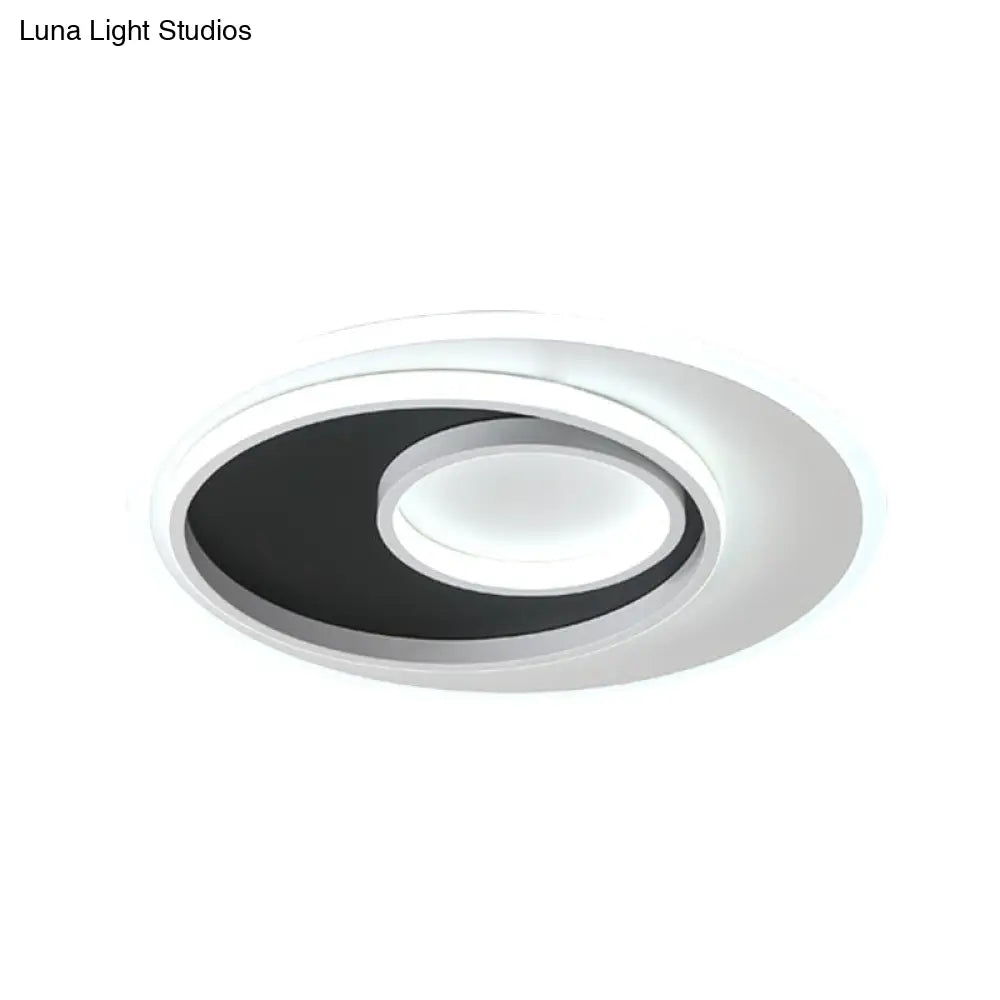 Sleek Metal Ring Flush Light: Black And White Led Ceiling Fixture